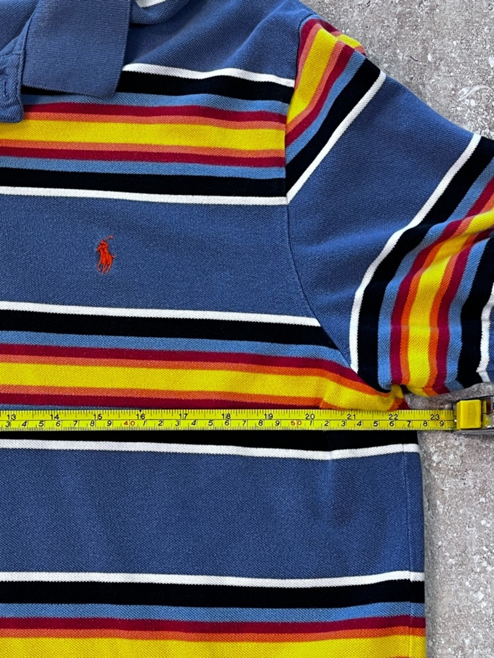 Polo by Ralph Lauren Blue Polo with Multicolor Stripe Detail - Picture 4 of 6
